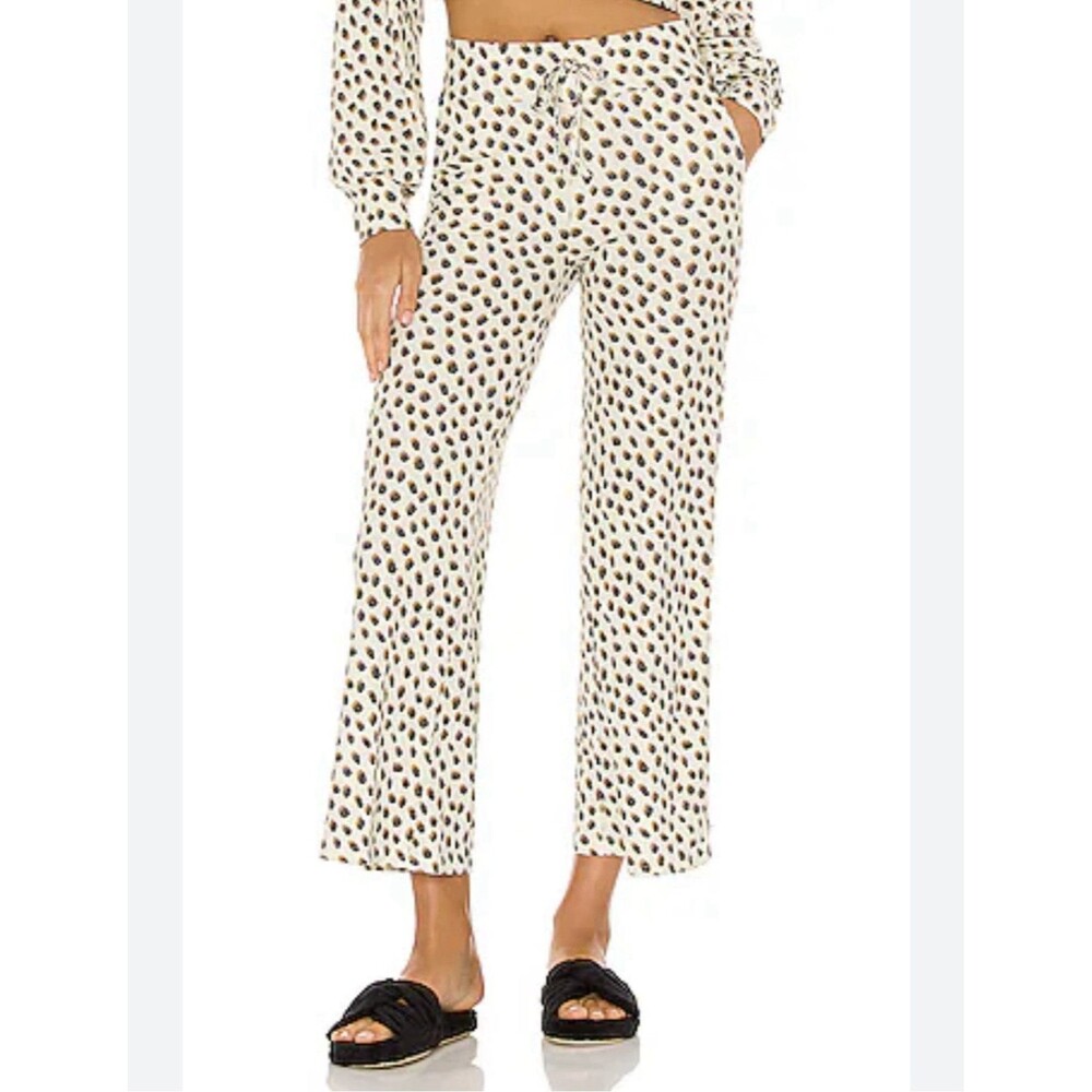 Beach Riot Hailey Pants Size Small Cheetah Print Wide Leg Relaxed Lounge Cropped